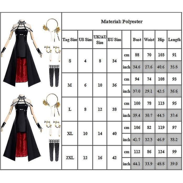 Spy X Family Animen Yor Forgerin Kostyymisetti - Mekko + Hanskat + Sukat + Pääpanta + Korvakorut - Aikuisten Koko XL