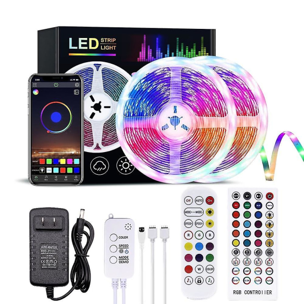 65,6 fot 20m Smart RGB LED-lysstripe Bluetooth Musikk Synkronisering Farge