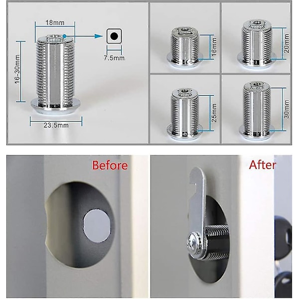 Camlock Sikkerhetsskapslås For Dør Postkasse Skuffer Skap 16 Mm 20 Mm 25 Mm 30 Mm