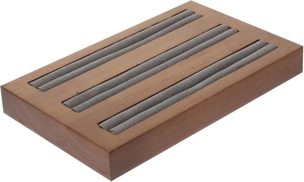 Smyckesorganisatörbricka och ringdisplaybricka i massivt trä, grå, medium smyckesdisplayställ