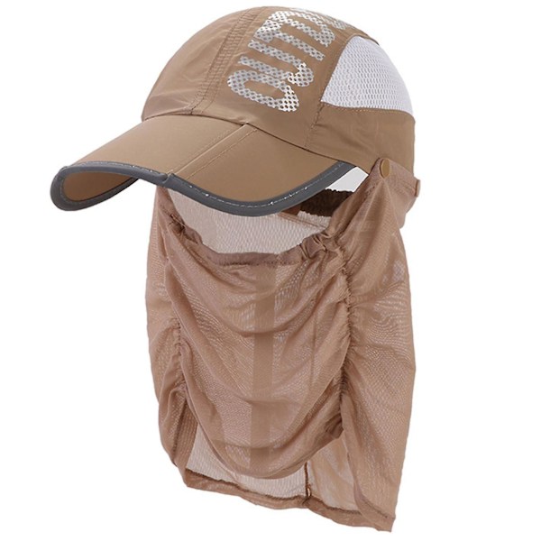 Kvindesolhat med Aftagelig Klap, Foldbar Baseballkasket med Bred Skygge Khaki