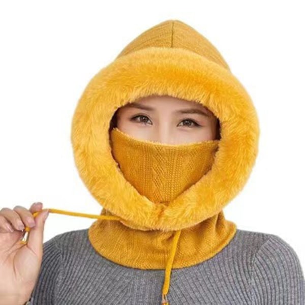 Vinterluer til kvinner Balaclava Vinterlue Fleece Ansikts- og Halsvarmer Maske for Kaldt Vær Yellow