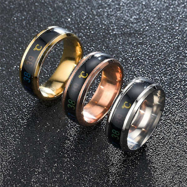 Titanium Stål Temperaturmonitor Digital Termometer Ring