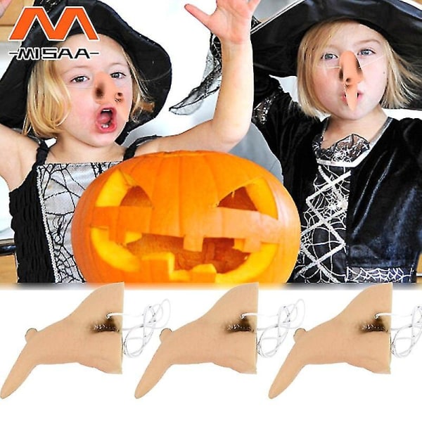 Halloween heks nese Halloween kostyme rekvisitt heks falsk nese Cosplay Latex jente dame dressing opp Halloween dekorasjoner til hjemmet 3pcs