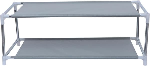 Dobbeltlags skohylle, skooppbevaring i metall, stansefri design, solid, plassbesparende