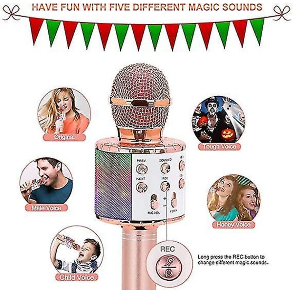 Karaoke Maskine Bluetooth LED Lys Bærbar Højttaler Mikrofon