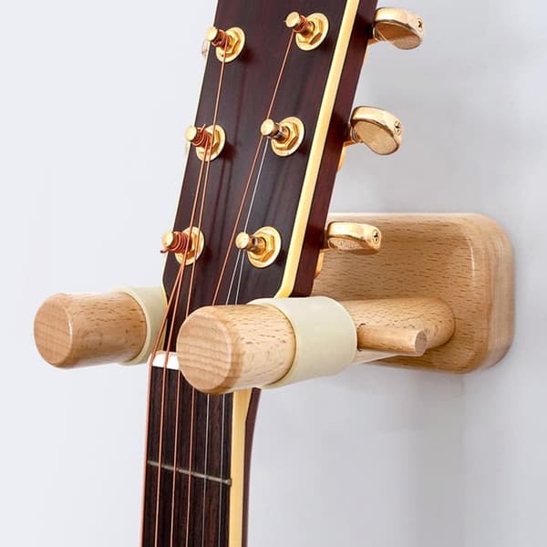 Väggfäste för akustisk och klassisk gitarr, krok i massivt bokträ, gitarrvägghängare