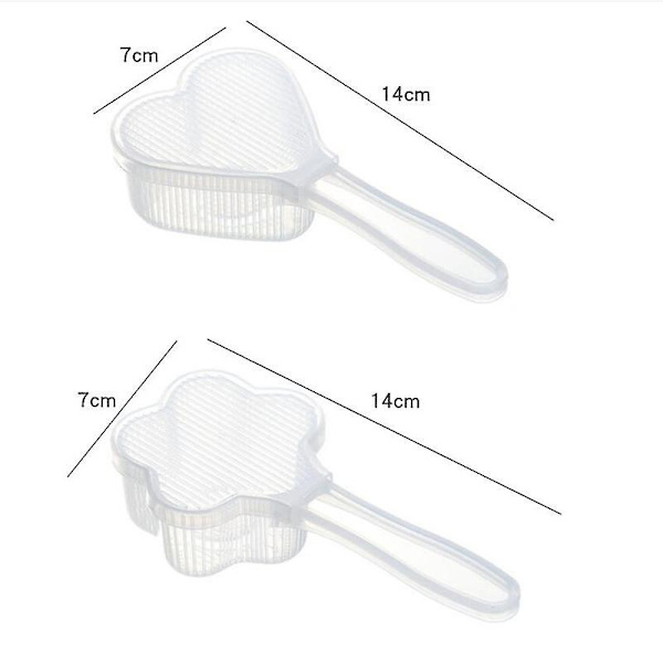 1 Set 2 st. Hjärtformade och Plommonblommiga Sushiformar, Babymatverktyg (transparent)