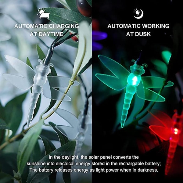 2-pack Solcells-drivna Sländor Fairy String Lights 5m 20LED Utomhus