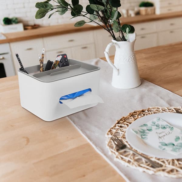 2 stk. vævsdispenser telefonholder Multi-gitter design Pp materiale Multifunktionel smart opbevaringsboks