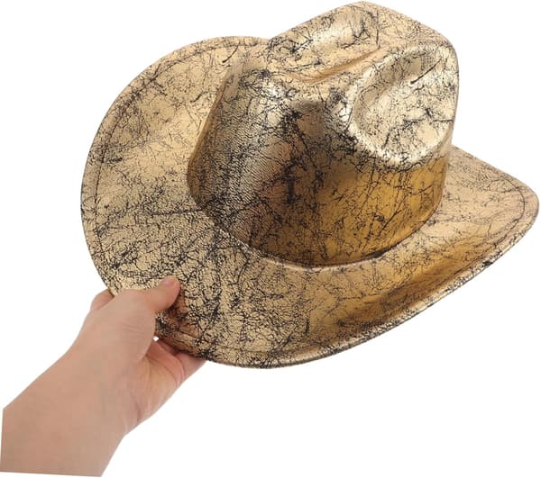 Håndlavet tekstureret cowboyhat med bred skygge til solbeskyttelse, rustik westernstil
