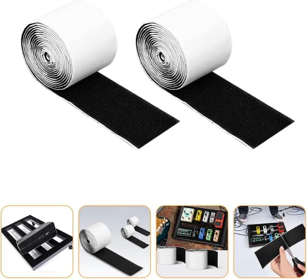 2 rullar elgitarrpedaltejp kardborreband blandat tygmaterial klippbar design