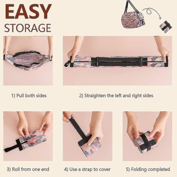 Foldbare Handleposer, Gjenbrukbare Handleposer, Praktiske Handleposer, Polyester, Slitesterk 1stk kamuflasje