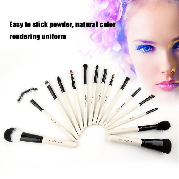 15pcs Portable Size Women Facial Makeup Brushes Wooden Handle