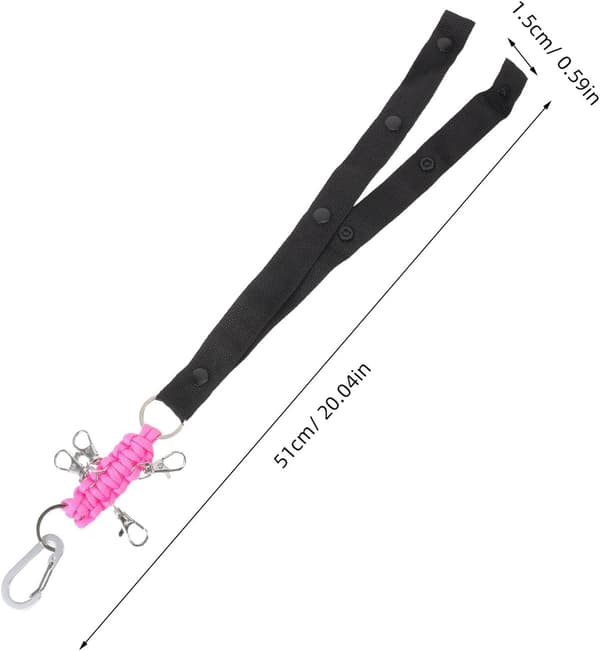 Cheerleader Pom Pom Holder Rem med trykknap, Pink og Sort Robust Pompom Holder