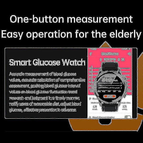 2024 Blodsukker Smartwatch ECG+PPG Overvågning af Blodtryk Kropstemperatur Smartwatch Mænd IP68 Vandafvisende Fitness Tracker - Smart Ure Ny Mesh belt black