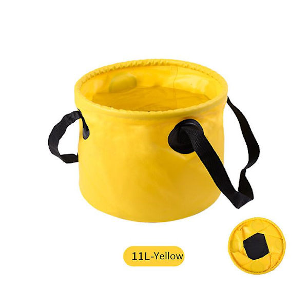 Hopfällbar Hink Med Handtag, Lättvikts Vikbar Vattenbehållare 2,9 Gallon, Camping, Vandring, Ryggsäcksturer, Utomhusöverlevnad Yellow 11L