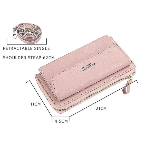 Dames Lommebok PU Lær Clutch Veske Kort Holder Med Skulderstropp Veske Lommebok Arbeid Daglig light pink