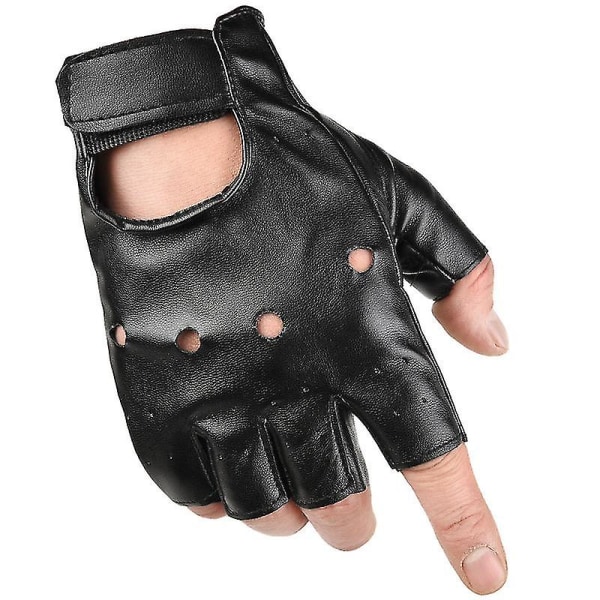 Halsfingerhandskar i konstläder för män, Punk, Svart, Utskuren