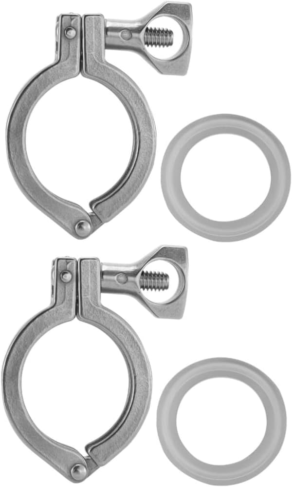 2 sett kraftig enkeltpinne Tri Clamp rustfritt stål silikonpakning