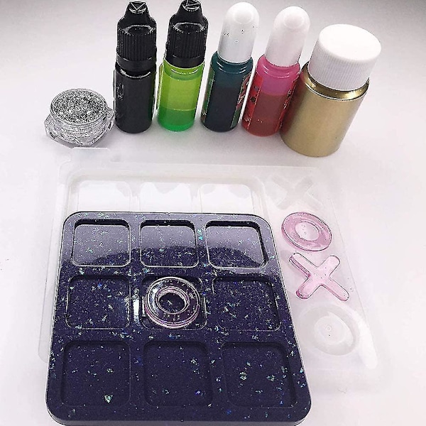 Silikon Tic Tac Toe Form DIY Harts Resinbrädspelet Kit