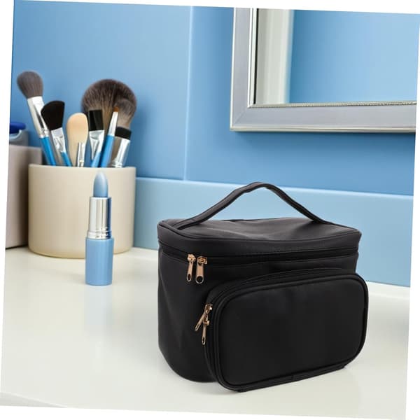Kvinders makeuptaske Pu rejsetoilettaske lodret opbevaring til makeupbørsteopbevaring
