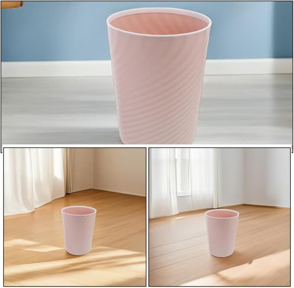 2-pack liten papperskorg i plast med räfflad design för snabb avfallshantering