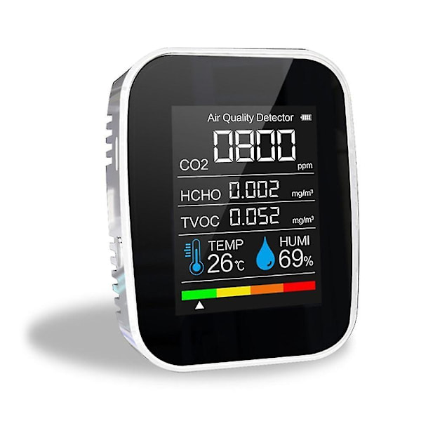 5-i-1 CO2-måler Digital Temperatur Luftfugtighedstester