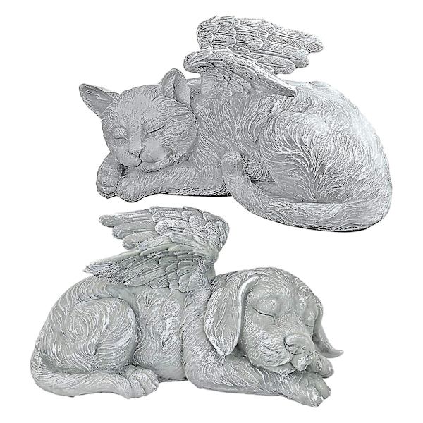 Hunde- og katteengel-minnesmerke-statue gravstein Resin håndverk