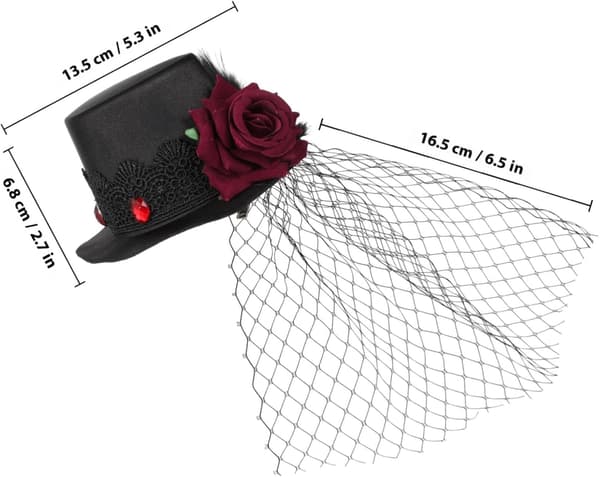 Retro flosshatt til Halloween-fest Vintage stil fjærnettingshatt