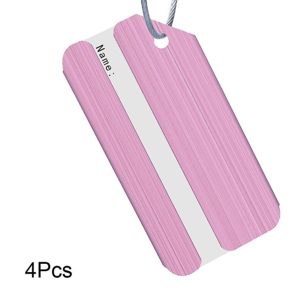 4 st Aluminium Bagage Bag Tag Rese Id Etiketter Tag För Bagage Resväskor Pink
