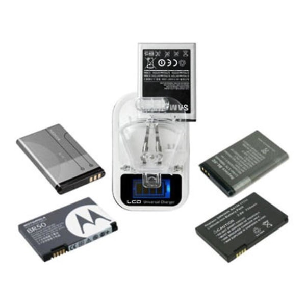 Universal LCD Mobiltelefon Batteri Vægoplader med USB