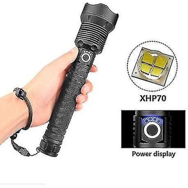 Led-taskulamppu, Xhp70 Ultra Tehokas Säädettävä Zoomaava Vedenkestävä Taskulamppu, Usb Ladattava