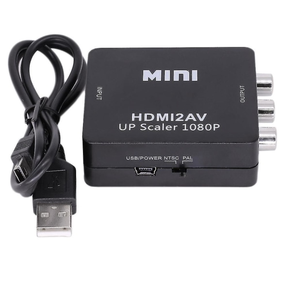 Svart Mini 1080p HDMI till RCA Audio Video AV Converter