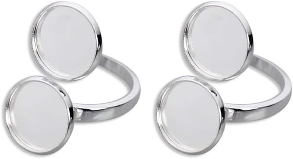5 stk. justerbare forsølvede ringbaser 12 mm indvendig diameter bærbare ringholdere