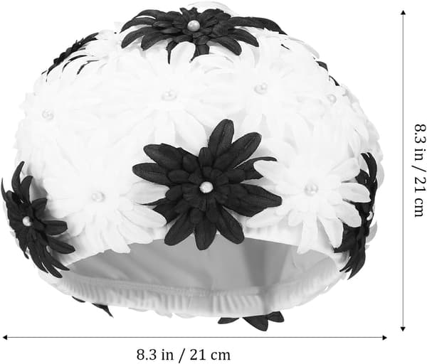 Svømmehette for kvinner med dobbelt lag, hule perleblomster, svømmehette for voksne