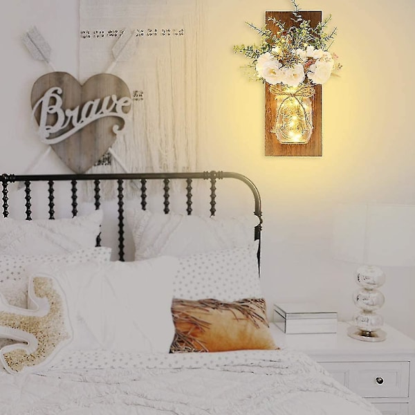 2 stk Rustikk Vegglampe med Mason Jar