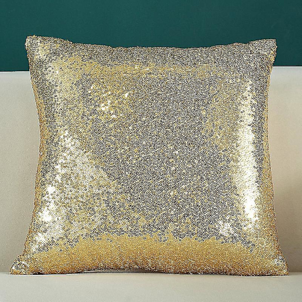 Set med 2 Kuddfodral med Havfru-paljetter (guld, 18x18 tum)