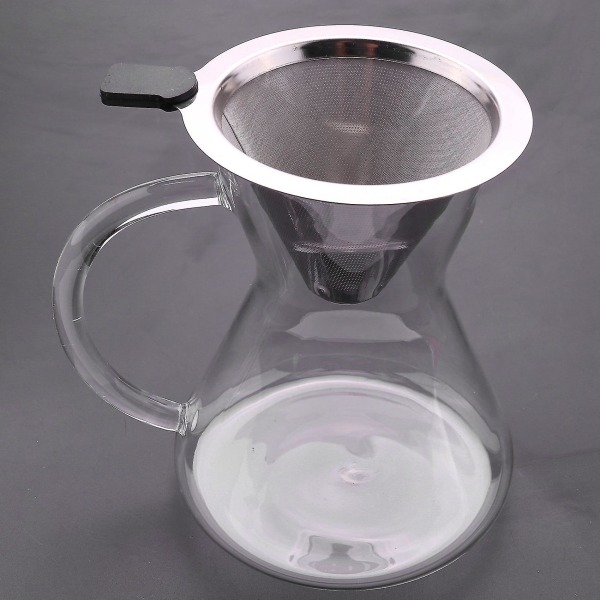 400 ml overhæld kaffemaskine dryp tyk glasbeholder Håndperkolatorer rustfrit stål kaffe F