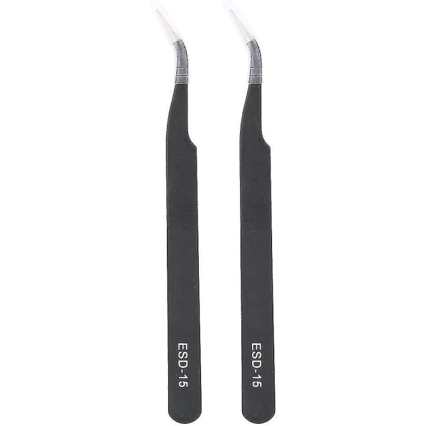 Esd-15 Precision Tweezer Anti-static Precision Tweezers Stainless Steel Curved Tweezers Maintenance Tools Bending Tweezer (esd-15 (elbow)2pcs