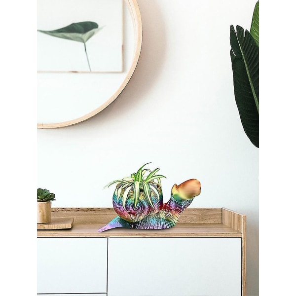 Kreativ Djur Snigel Staty Blomma Planteringskruka Resin Trädgårdskonst