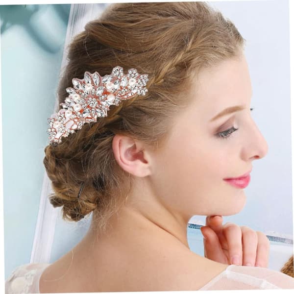 Perle sidekam hårstykke for bryllup Rhinestone brudekam Delikat perle brudehodeplagg Elegante hårtilbehør