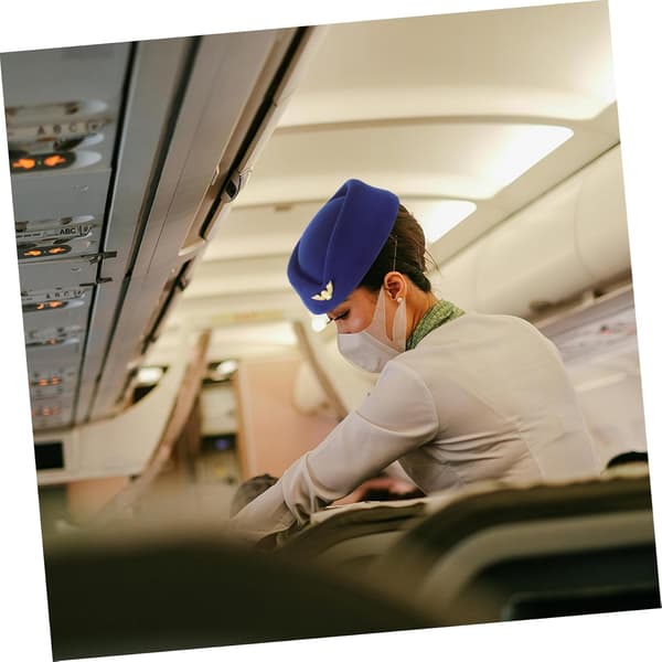 Stewardessehatt Elegant Flyvertinne Beret Lue for Kvinner Flypilot Stewardesse Lue Flyvertinnehatt
