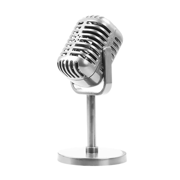 Plast Fake Mikrofon Antik Mikrofon Dekor Ställ Mikrofon Kostym Prop Silver