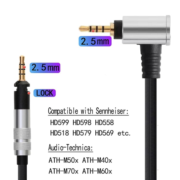 2,5 mm/4,4 mm balansert kabel for Hd598/se Hd518 Hd558 Hd569 579 599 hodetelefoner