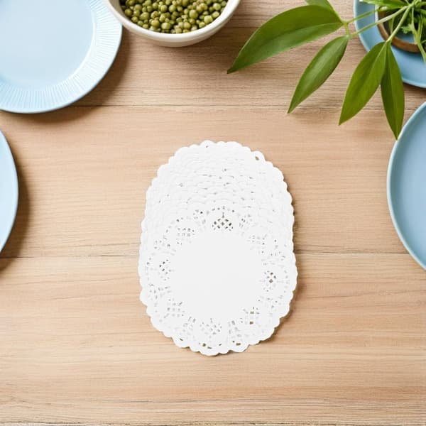 700 stk. runde papirduker for mat med elegant blondedesign, engangs non-stick papirunderlag