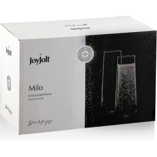 Milo Stemløse Champagneglas, Sæt af 8 Krystalglas. 9,4 oz Champagneglas. Prosecco Vin Glas, Mimosa Glas Sæt, Cocktail Glas Sæt, Vand G