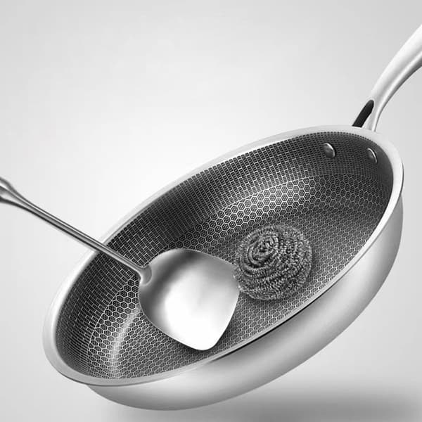 Universal fladpande i rustfrit stål med bikube-nonstick-belægning, 25 cm, slidstærk