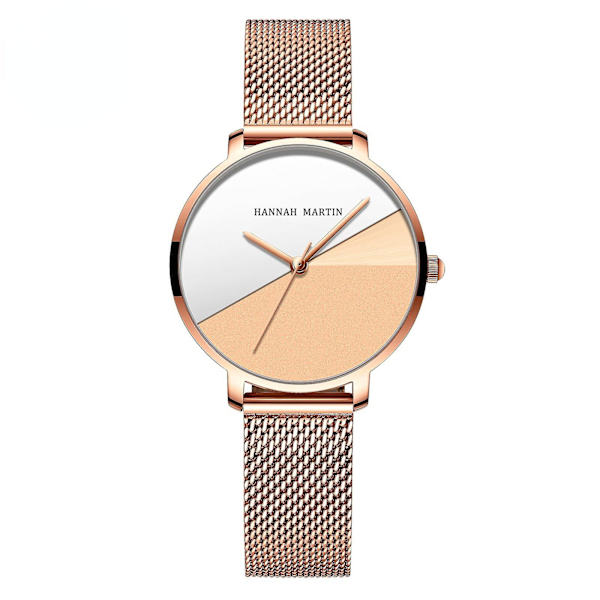 Japansk Kvartsrörelse Klocka Vattentät Artistisk Mode Kreativ Damklocka Rose gold face