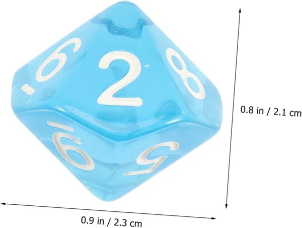 20 st blågröna 10-sidiga polyedriska tärningsset i akryl för matematikundervisning och rollspel